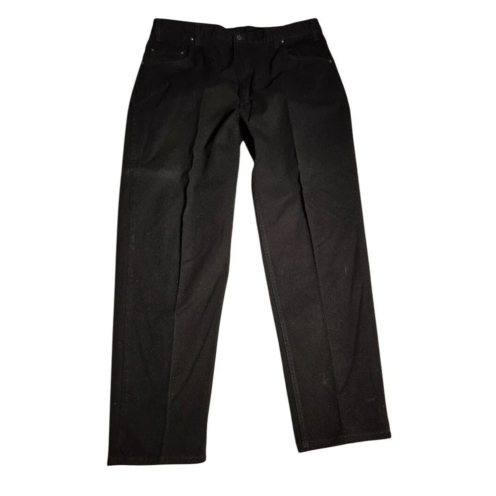 Vintage Levis 545 Mens 42x34 Baggy Fit Black Denim Jeans Made USA Distressed 969
